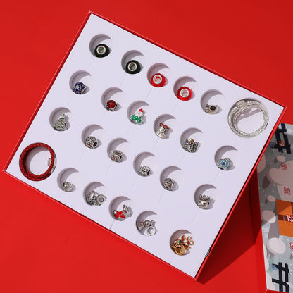 Flag Village Christmas Ornaments Children's Gift Box Countdown Calendar Gift Box Leather Cord Bracelet Set Box