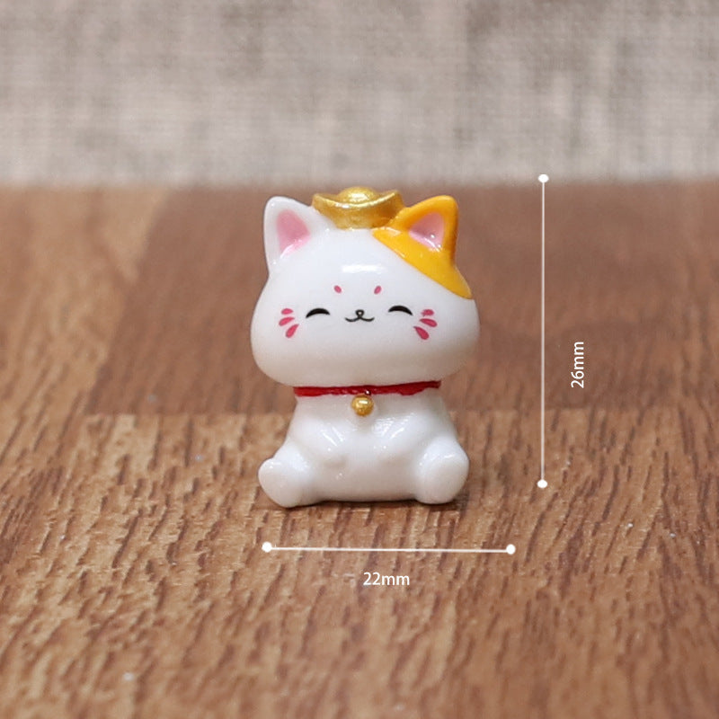 Flag Village Micro Landscape Ornaments Cute Lucky Cat Resin Crafts Car Center Console Decoration Home Decoration Gifts