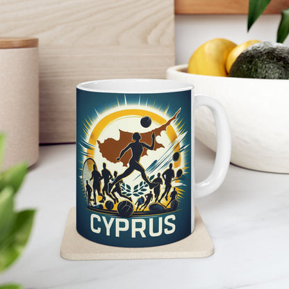 Flag Village Cyprus Sporting Flag Ceramic Coffee Mug 11oz FV-MG0189