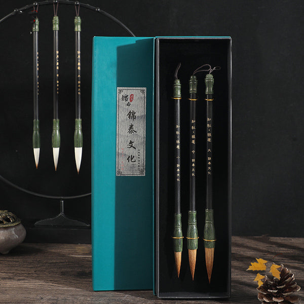 Flag Village Chinese Calligraphy Painting Brushes Set 3 Pieces In A Gift Box