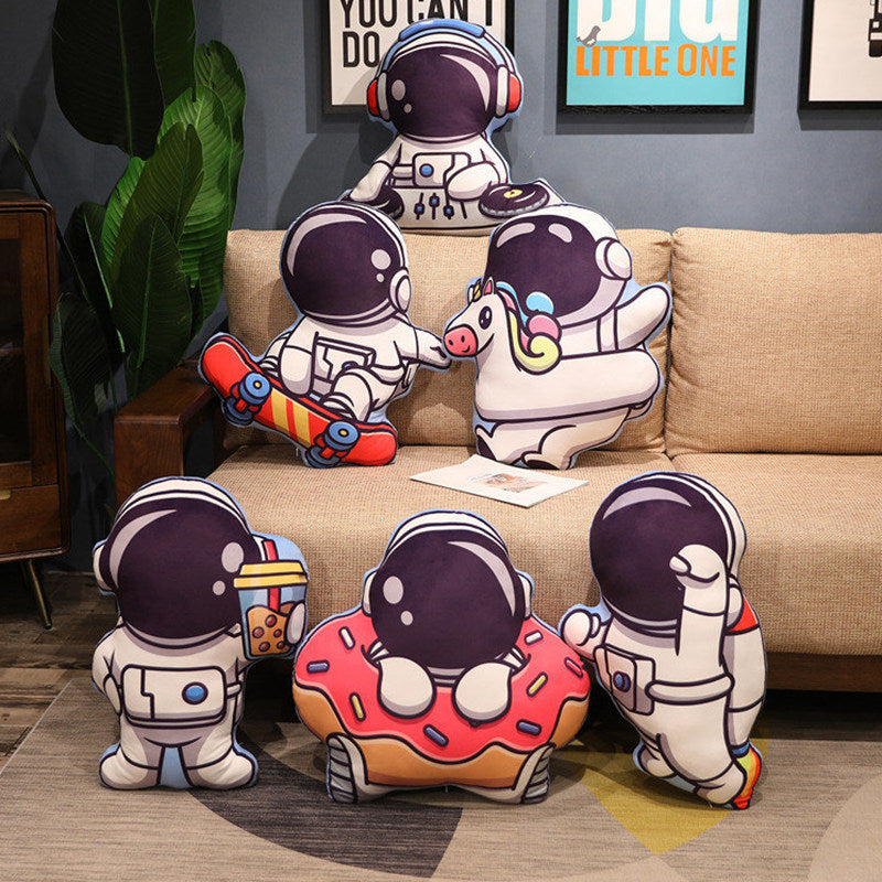 Flag Village Simulation Space Series Plush Pillow Toys Astronaut Spaceman Rocket Spacecraft Stuffed Doll Nap Pillow Kids Birthday Gifts