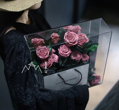 Flag Village Valentine's Day Rose Eternal Flower Acrylic Gift Box