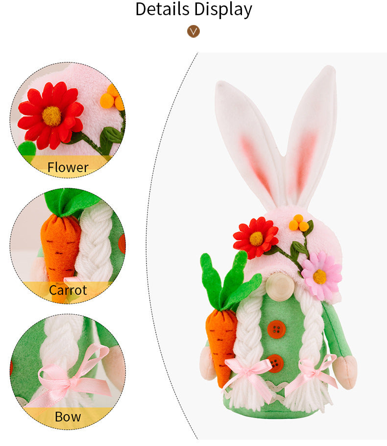 Flag Village Easter Faceless Gnome Rabbit Doll DIY Handmade Home Decoration Spring Hanging Bunny Ornaments Kids Gifts