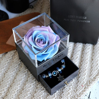 Flag Village Eternal Flower Rose Jewelry Box for Birthday Presents Valentines Day Wedding Gift