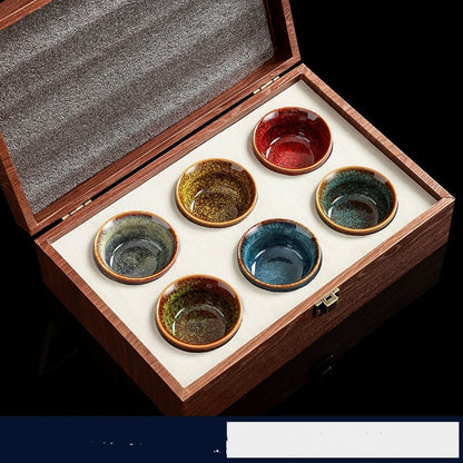 Flag Village High-grade Ceramic Small Tea Bowl Tasting Cups Tealight Gift Box Set