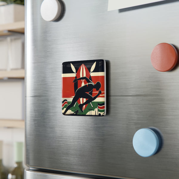 Flag Village KENYA Flag Sporting Porcelain Magnet, Square KEN0006