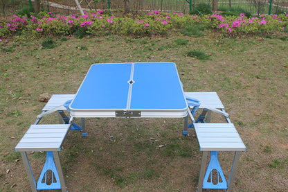 Flag Village Outdoor One-piece Folding Table And Chair Aluminum Alloy Folding Table Wholesale Barbecue Household Camping Aluminum Alloy Portable Table And Chair