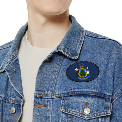 Flag Village Maine State Flag Embroidery Iron-On Patches