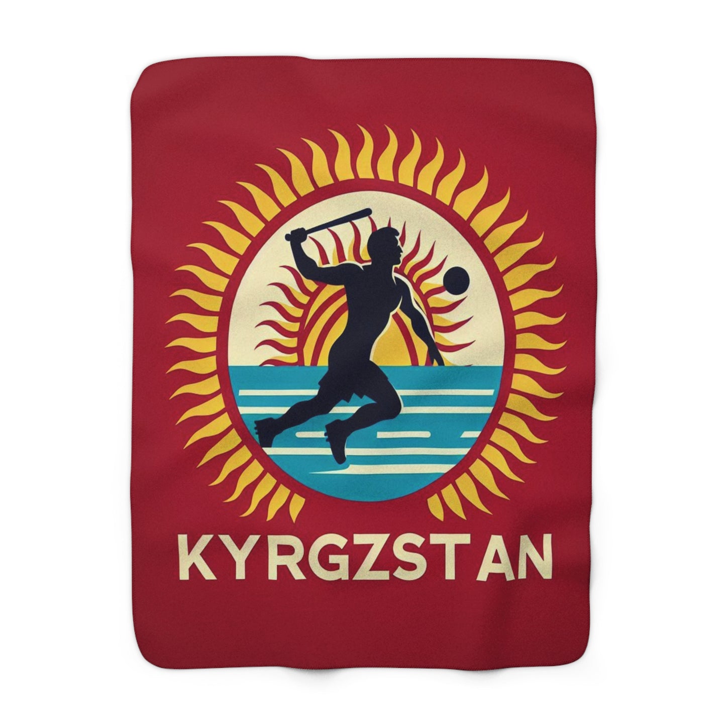 Flag Village Kyrgyzstan Sporting Flag Sherpa Fleece Blanket KGZ0001