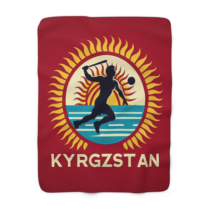 Flag Village Kyrgyzstan Sporting Flag Sherpa Fleece Blanket KGZ0001