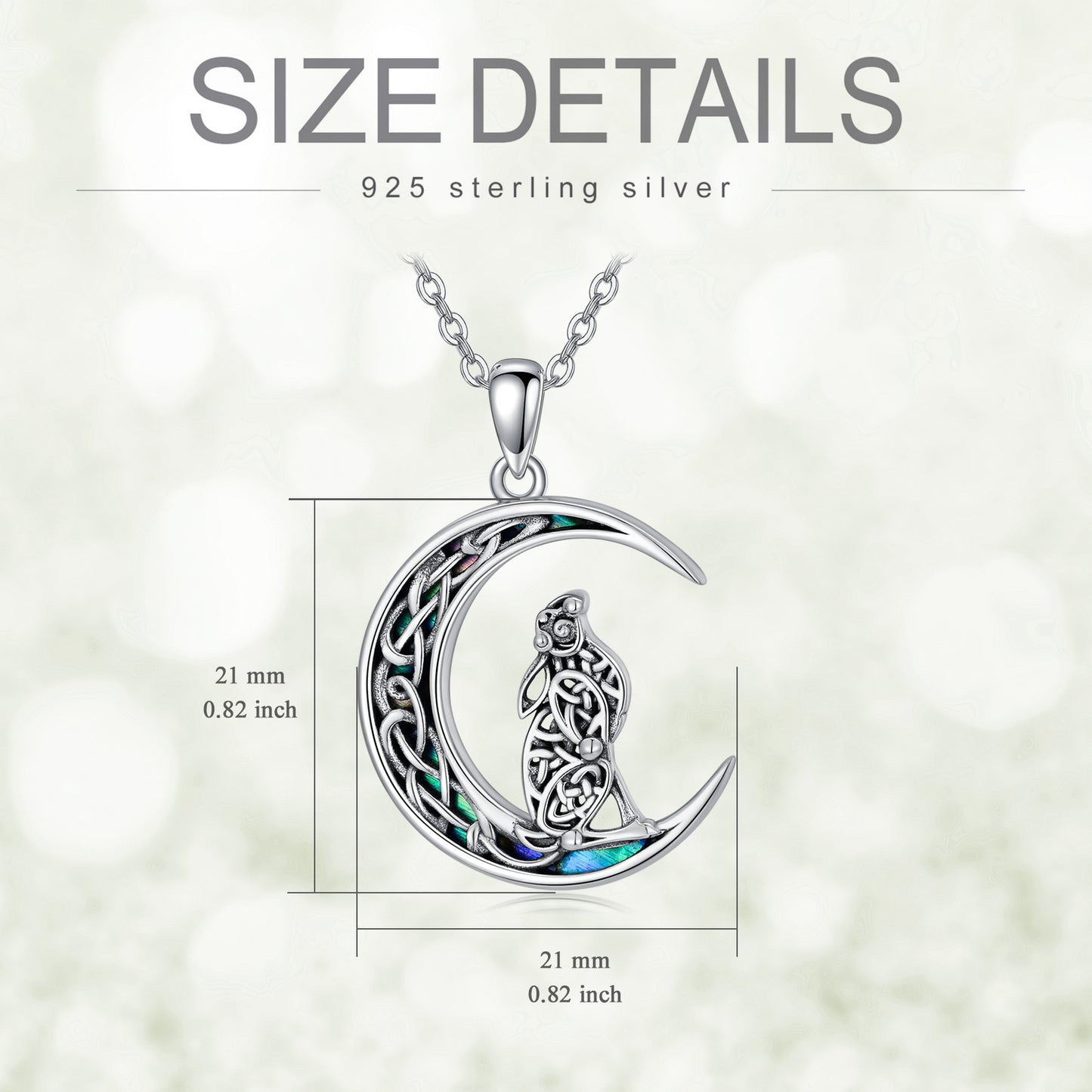 Flag Village Celtic Knot Bunny Moon Necklace Sterling Silver Abalone Shellfish Pendant Jewelry Gifts