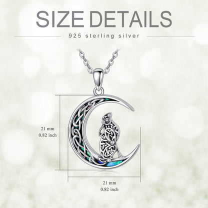 Flag Village Celtic Knot Bunny Moon Necklace Sterling Silver Abalone Shellfish Pendant Jewelry Gifts
