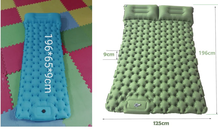 Flag Village Outdoor Camping Travel Portable Inflatable Cushion Built-in Foot Inflatable