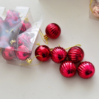 Flag Village Fashion 4cm Electroplating Gift Box Set Ball Small Christmas Tree Pendant