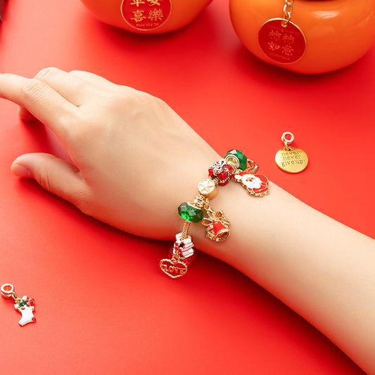 Flag Village DIY Creative Kids Bracelet Ornament 24 Grid Calendar Christmas Surprise Blind Box Silver Set