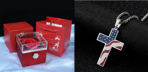 Flag Village Rotating Soap Flower Rose Gift Box Creative Rotating Rose Jewelry Packaging Box Valentine's Day Gift For Women
