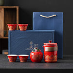 Flag Village Tea Set Suit Ceramic One Pot Four Cups Gift Box