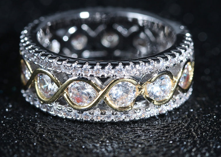 Flag Village Elegant Female Zircon Stone Ring Finger Rings For Women Promise Love Valentine's Day Gifts