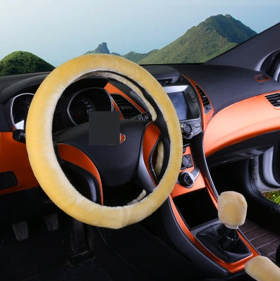 Flag Village Auto Tools Winter Wool Car Cover Plush Steering Wheel Cover