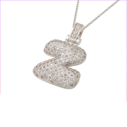 Flag Village Clavicle Chain Copper Micro Inlaid Zircon 26 Letter Pendant Necklace For Women's Birthday Jewelry Gifts