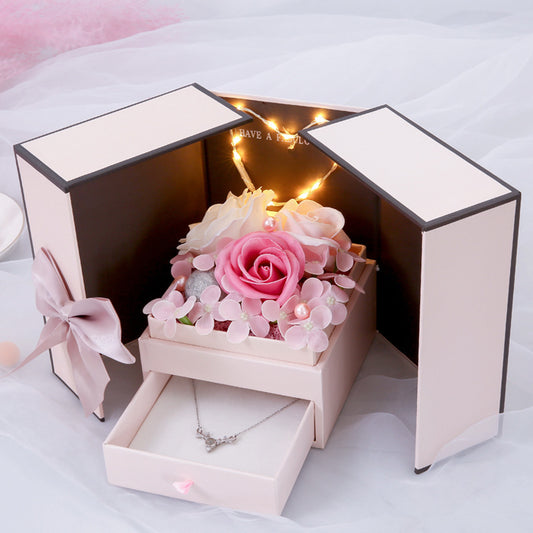 Flag Village Mothers Day Gift Double Door Rose Gift Box Jewelry Creative Decorate Boxs