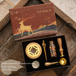 Flag Village Sealing Wax Seal Set Retro Elk Gift Box Wooden Handle