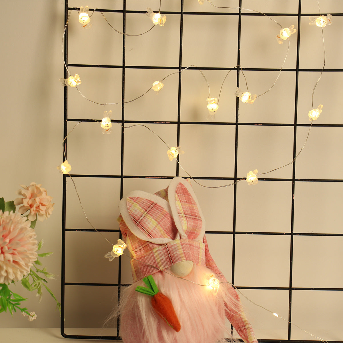 Flag Village Easter LED Bunny String Lights Easter Decoration For Home Carrot Rabbit Fairy Light Supplies Happy Easter Gifts Party Favor