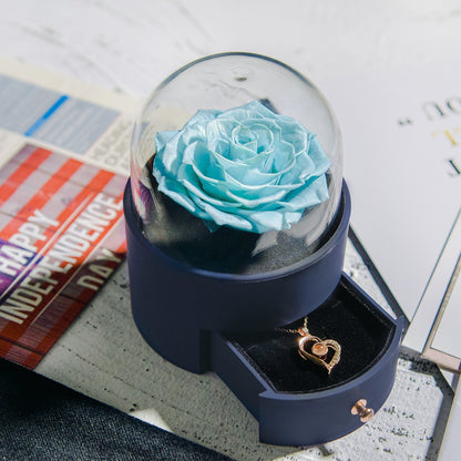 Flag Village Yongsheng Rose Round Jewelry Box With Necklace For Birthdays And Valentine's Days Gift