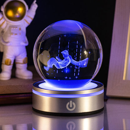 Flag Village Creative 3D Inner Carving Luminous Crystal Ball Colorful Gradient Small Night Lamp Home Decorations Gifts Selection