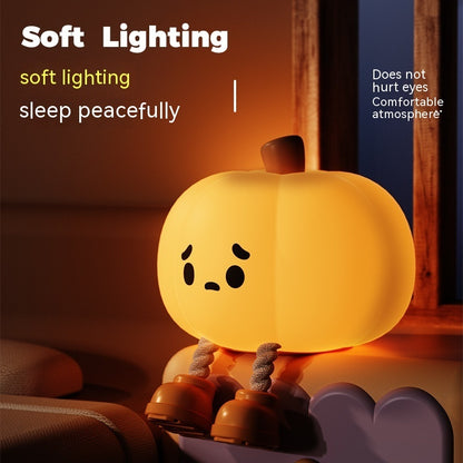 Flag Village Home Decor Halloween Pumpkin Night Light Cute Soft Silicone Lamp Touch  Dimmable Rechargeable Bedside Decor Light Kids Gifts Halloween Decorations