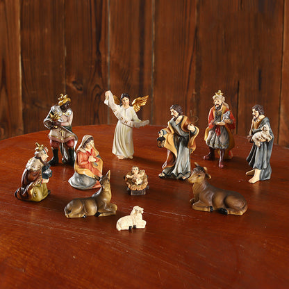 Flag Village Religious Ornaments Nativity Manger Set Gift Box Christmas