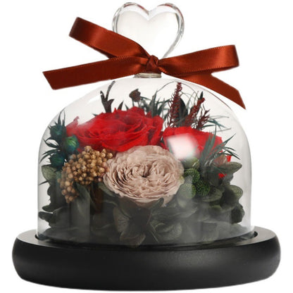 Flag Village Valentine's Day Birthday Gift Gift Box Glass Cover Big Rose Immortal Flower