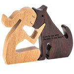 Flag Village DIY Figurine Wood Dog Ornament Sculpture Home Decoration A Man A Dog Wood Sculpture Christmas Gifts Model Decor
