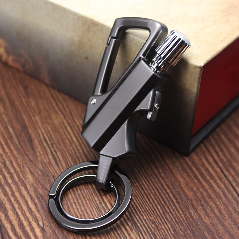 Flag Village Creative Metal Keychain Lighter Wild Fire Ten Thousand Times Use Kerosene Lighters Gifts For Men