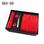 Flag Village Paisley Men's Tie Square Cuff Tie Clip Gift Set Business Casual Tie Black Gift Box