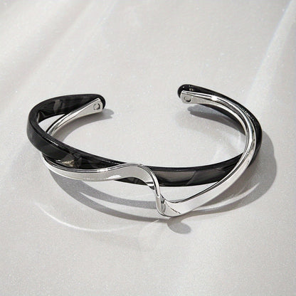 Flag Village Metal White Shellfish Plate Bracelet For Women Opening Adjustable 2 Layers Design Llight Luxury Female Fashion Jewelry Gifts