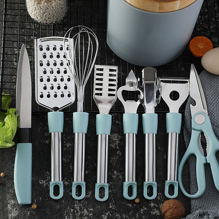 Flag Village Stainless Steel Kitchen Gadgets Household Kitchen Utensils Tray Peeler Egg Beating Scissors Gifts