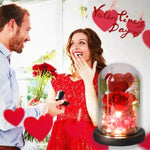 Flag Village Valentine's Day Gift For Girlfriend Eternal Preserved Rose Flower Gift Box Teddy Bear Eternal Flower With Lights Gift For Women Home Decor