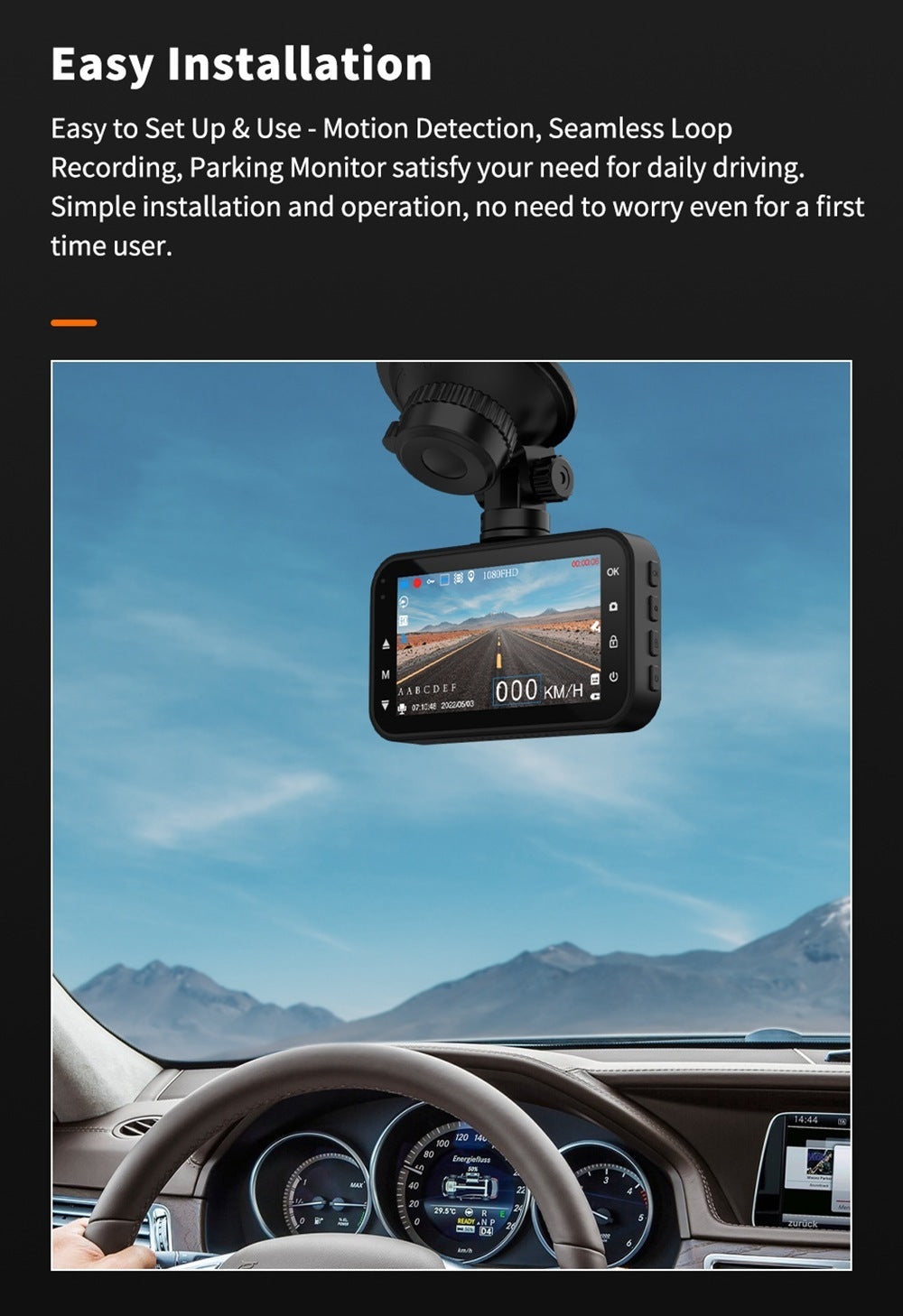 Flag Village Auto Tools Dash Cam Front And Rear Car Camera Dual Dashcam 1080P FHD