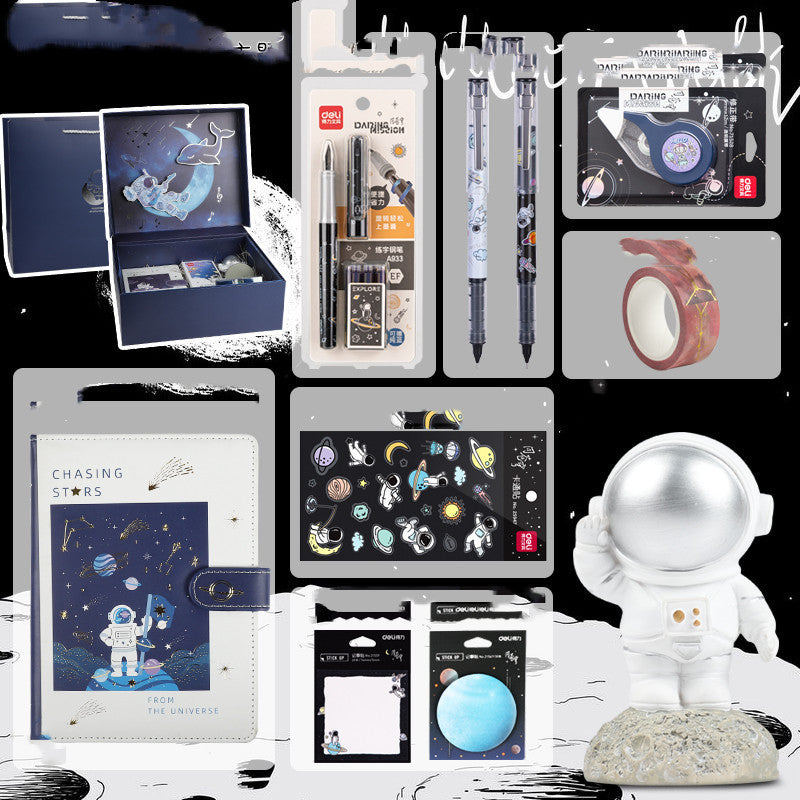 Flag Village Universe Galaxy Exploration Stationery Set Gift Box Spree Birthday Gift Astronaut Notebook Creative Hand Ledger