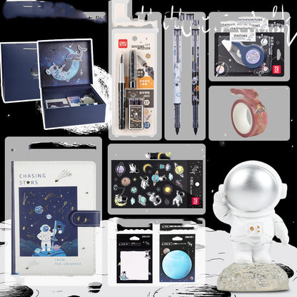 Flag Village Universe Galaxy Exploration Stationery Set Gift Box Spree Birthday Gift Astronaut Notebook Creative Hand Ledger