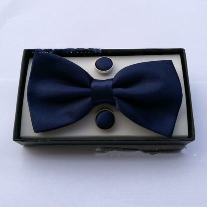 Flag Village Pocket Square Cufflinks Set Men's Bow Gift Box