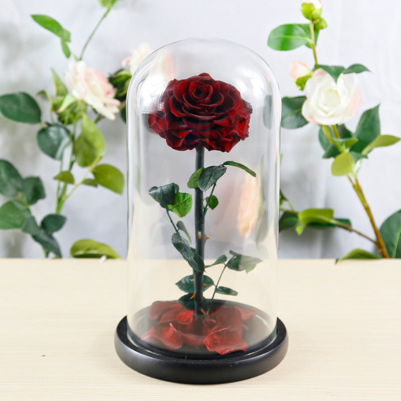 Flag Village Preserved Flower Rose Finished Glass Cover Gift Box