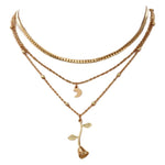 Flag Village Bohemia Multilayer Moon Gold Color Pendant Necklaces For Women Rose Flower Choker Necklace 2025 Fashion Jewelry Party Gift Valentine's Day Gifts