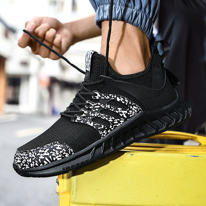 Flag Village Flying Woven Mesh Sneakers New Outdoor Lightweight Breathable Casual Running Shoes