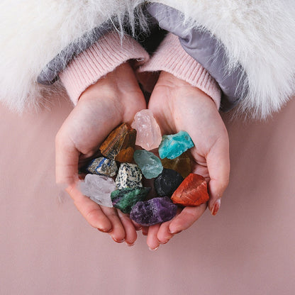 Flag Village Natural Crystal Original Stone Set Energy Crystal Unpolished Semi Precious Amethyst Gift Box