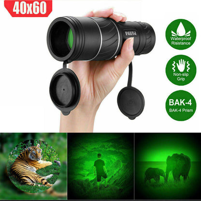 Flag Village 40x60 Day Night Vision HD Optical Monocular Hunting Camping Handheld Telescope Life Waterproof, Anti-Fog Monocular Suitable For Observing Nature Animals