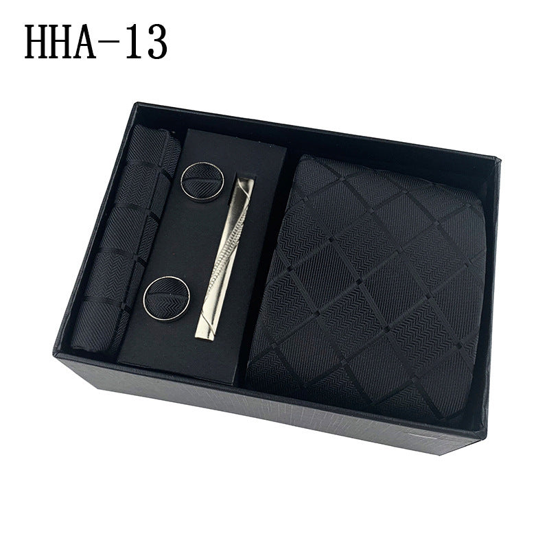 Flag Village Paisley Men's Tie Square Cuff Tie Clip Gift Set Business Casual Tie Black Gift Box