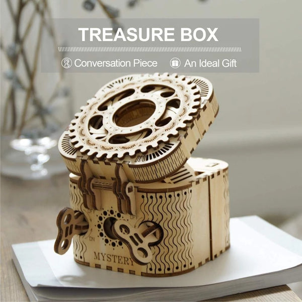 Flag Village Robotime Rokr 123Pcs Treasure Box Creative 3D Wooden Puzzle Game Assembly Toys Chris Gift For Children Adults Teens Dropshipping