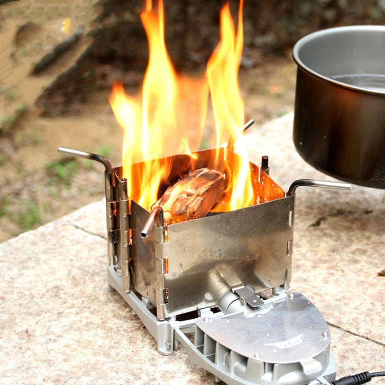 Flag Village Outdoor Portable Stainless Steel Wood Stove Folding Camping